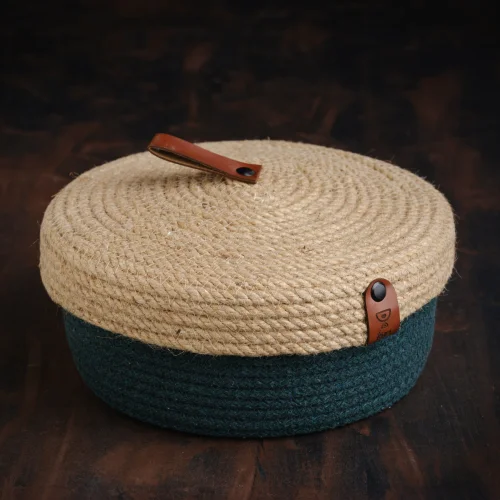 Joyso - Multi-purpose Cotton Rope Basket With Jute Lid