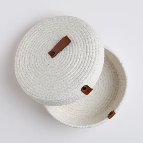 Joyso - Multi-purpose Cotton Rope Basket With Lid 20x8