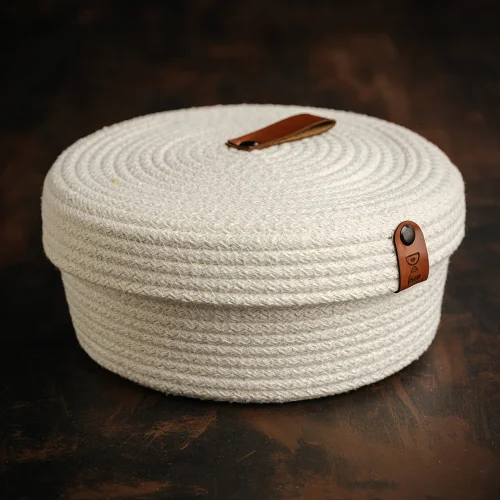 Joyso - Multi-purpose Cotton Rope Basket With Lid 20x8