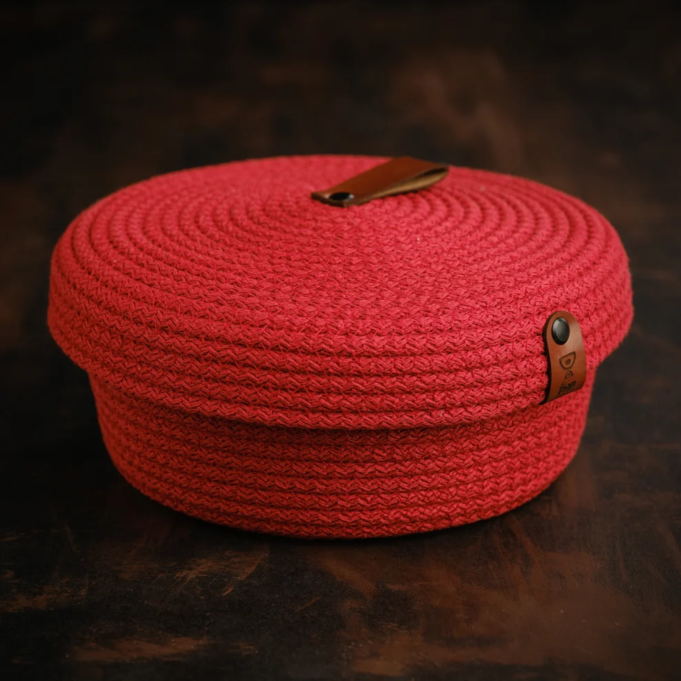 Joyso - Multi-purpose Cotton Rope Basket With Lid 20x8