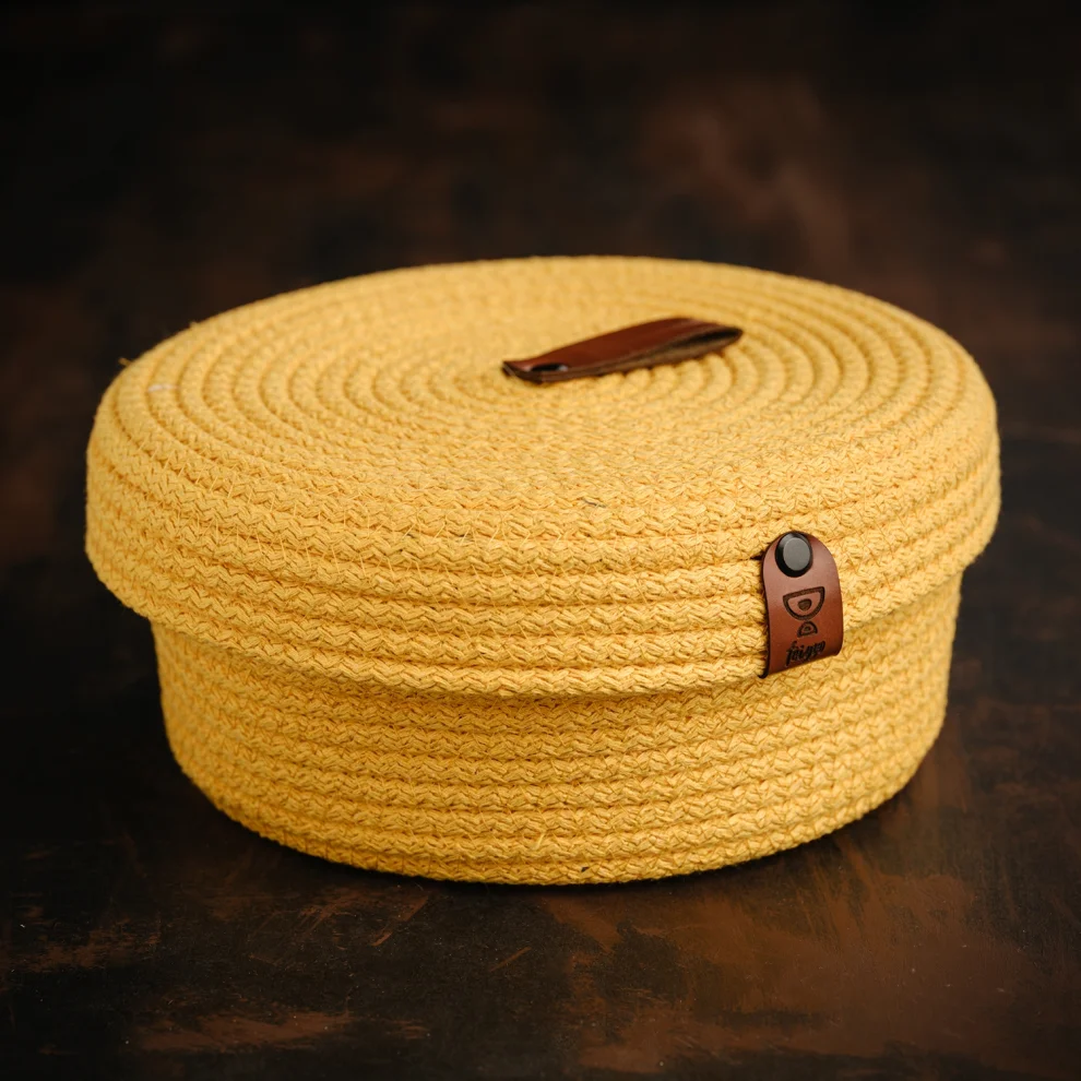 Joyso - Multi-purpose Cotton Rope Basket With Lid 20x8