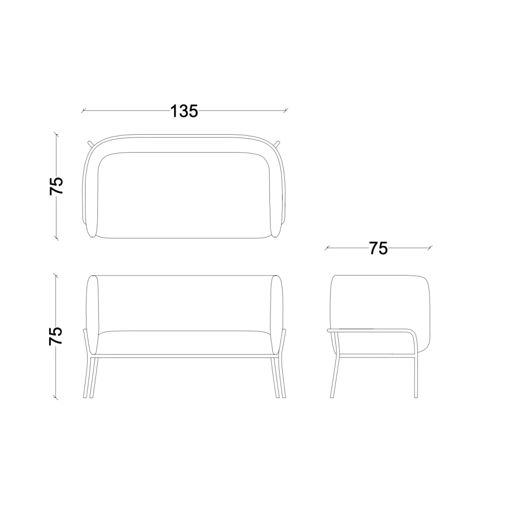 Bekaliving - Lucia Rose Double Sofa With Metal Legs