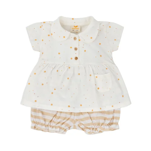 Hoppies - Polka Dot Striped Cotton T-shirt, Bloomer Shorts Set