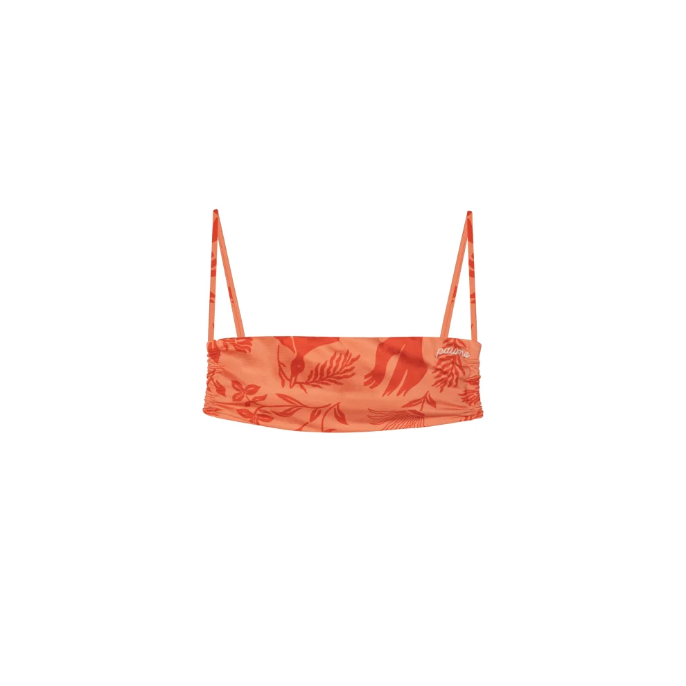 Paume - Ily Bandeau Bikini Top In Orange Sunset