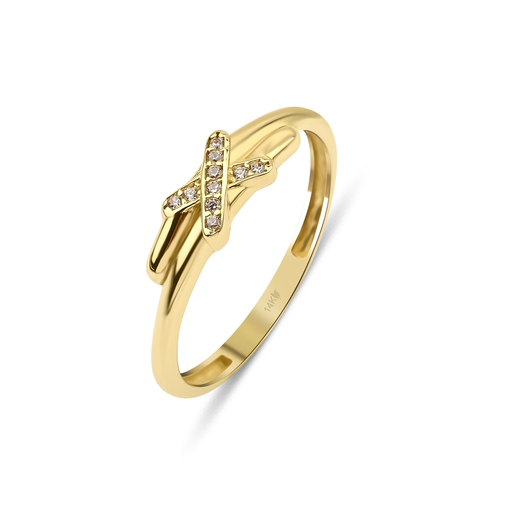 14k Gold Diamond Love Knot Ring