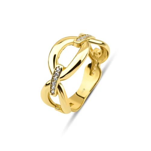 Kairos - 14k Gold Diamond Hollow Chain Link Ring