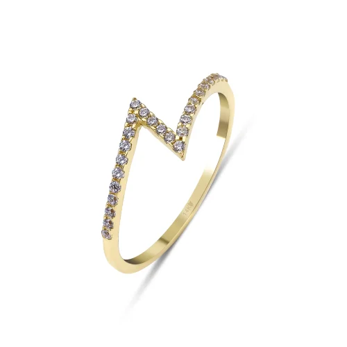 Kairos - 14k Gold Sparkling Diamond Zig Zag Ring