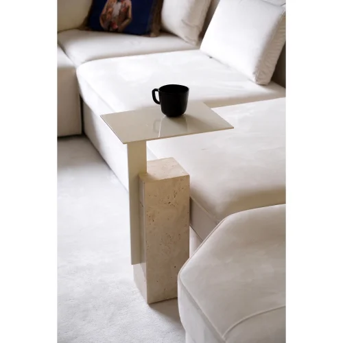 Dag Home Store - Travertine Metal Side Table