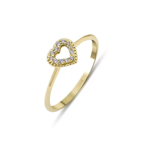 Kairos - 14k Gold Diamond Open Heart Ring