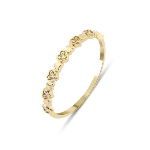 Kairos - 14k Gold Half Eternity Diamond Heart Ring