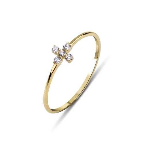 Kairos - 14k Gold Round Diamonds Flower Ring