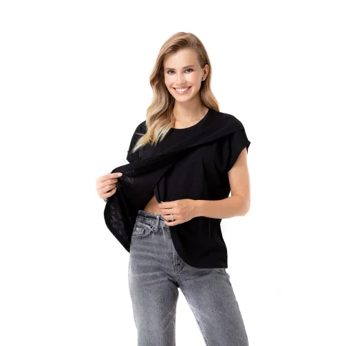 Accouchee - Handy Crossover Short Sleeve Maternity/nursing Top