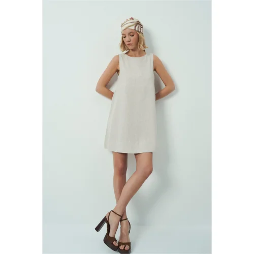 Wear Three Points - Golden Serenity Linen Dress