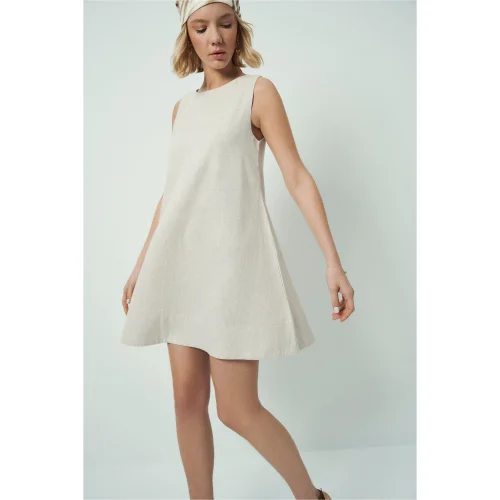 Wear Three Points - Golden Serenity Linen Dress