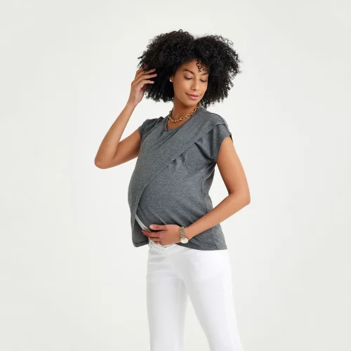 Accouchee - Handy Crossover Short Sleeve Maternity/nursing Top