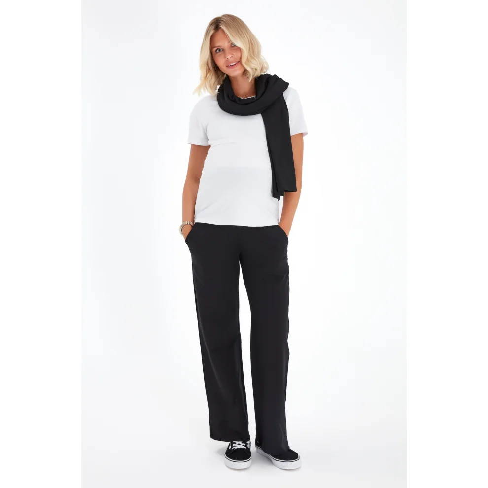 Accouchee - Simply Cool Foldover Waistband Stretch Cotton Maternity Jogger Pants