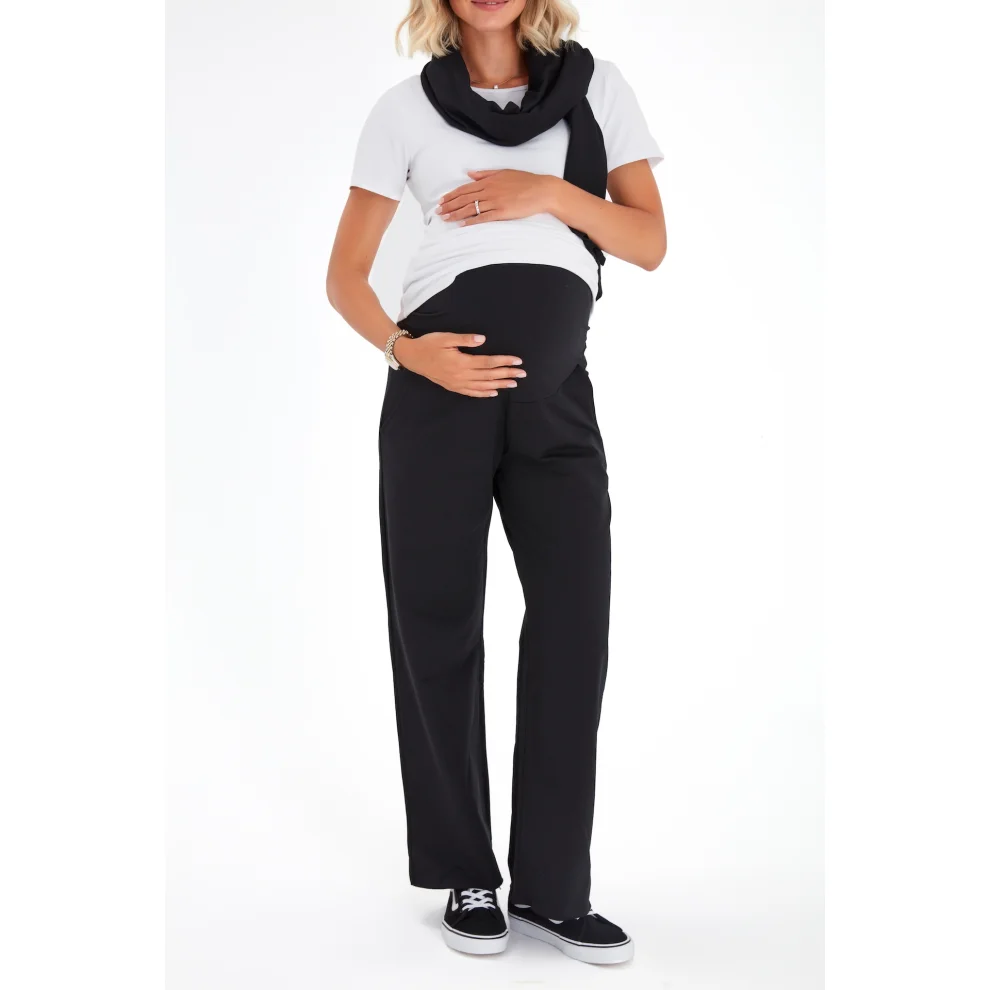 Accouchee - Simply Cool Foldover Waistband Stretch Cotton Maternity Jogger Pants