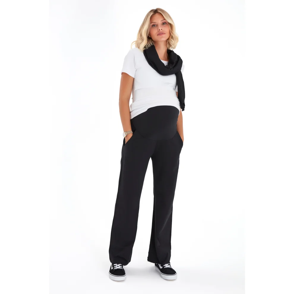 Accouchee - Simply Cool Foldover Waistband Stretch Cotton Maternity Jogger Pants