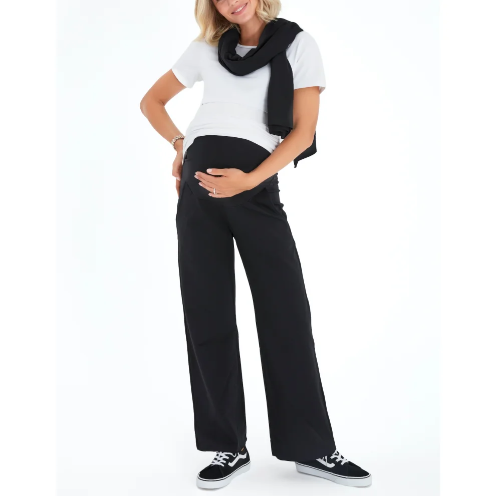 Accouchee - Simply Cool Foldover Waistband Stretch Cotton Maternity Jogger Pants