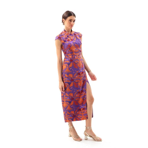 Movom	 - Mauve Maxi Cheongsam Dress