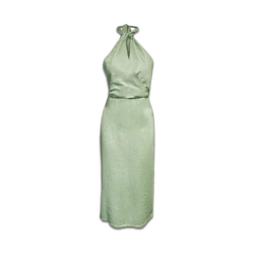 In D'Tales - Linen Sage Midi Dress