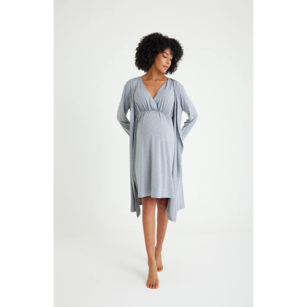 Accouchee - Sleep Well Maternity/nursing Nightgown & Robe Set