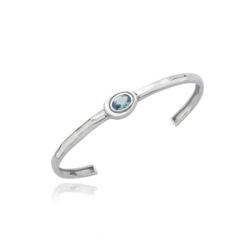 Linya Jewellery - Olivia Blue Stone Handcuff Silver