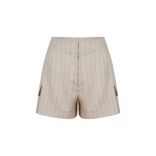 S.Simple - Ethereal Linen Shorts Çizgili Kargo Cepli Şort