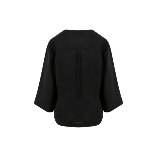 S.Simple - Linen Elegance V-blouse %100 Keten Gömlek