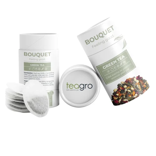 Teagro - Bouquet - Çilek Krema Ve Yasemin Aromalı Yeşil Çay