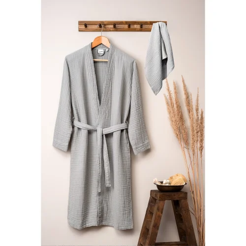 Denizli Concept - Unisex Kimono Muslin Bathrobe + Towel Set