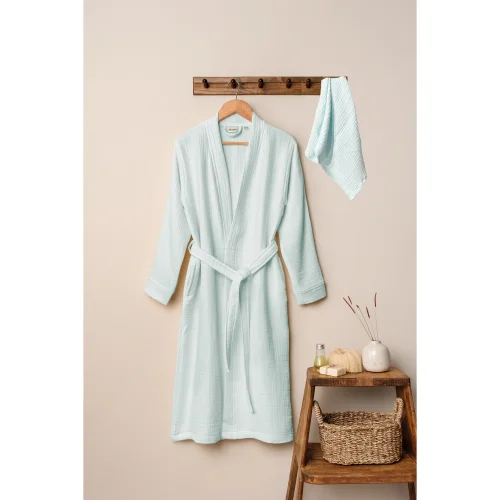 Denizli Concept - Unisex Kimono Muslin Bathrobe + Towel Set