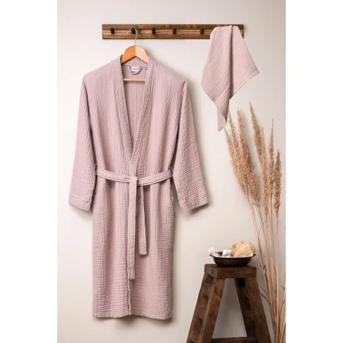 Denizli Concept - Unisex Kimono Muslin Bathrobe + Towel Set