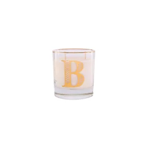 Letter B Monogram Candle - White Patchouli - Scented Soy Candle İn A Glass With Letter Detail