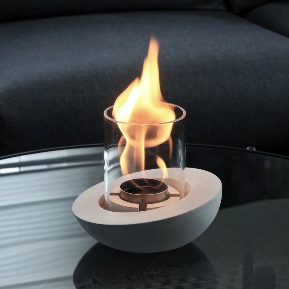 Tabart - Pure-fire V.4 Concrete Tabletop Fireplace + 1 Lt Bioethanol Fireplace Fuel