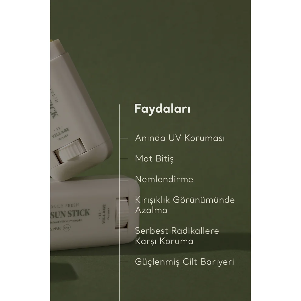 Village 11 Factory - Daily Fresh Sun Stick Spf50+ Pa++++ 20g - Vegan Stick Güneş Koruyucu