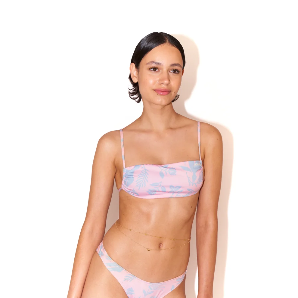 Paume - Ily Pink Sky Desenli Bandeau Bikini Üstü