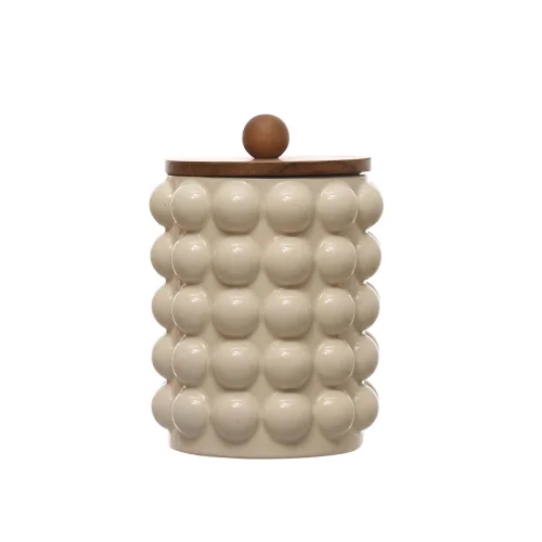 Warm Design	 - Ceramic Jar With Wooden Lid