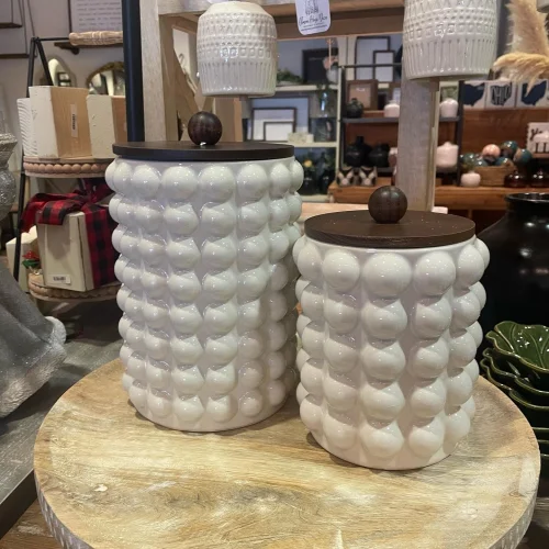 Warm Design	 - Ceramic Jar With Wooden Lid