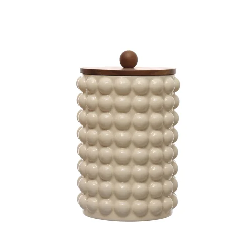 Warm Design	 - Ceramic Jar With Wooden Lid