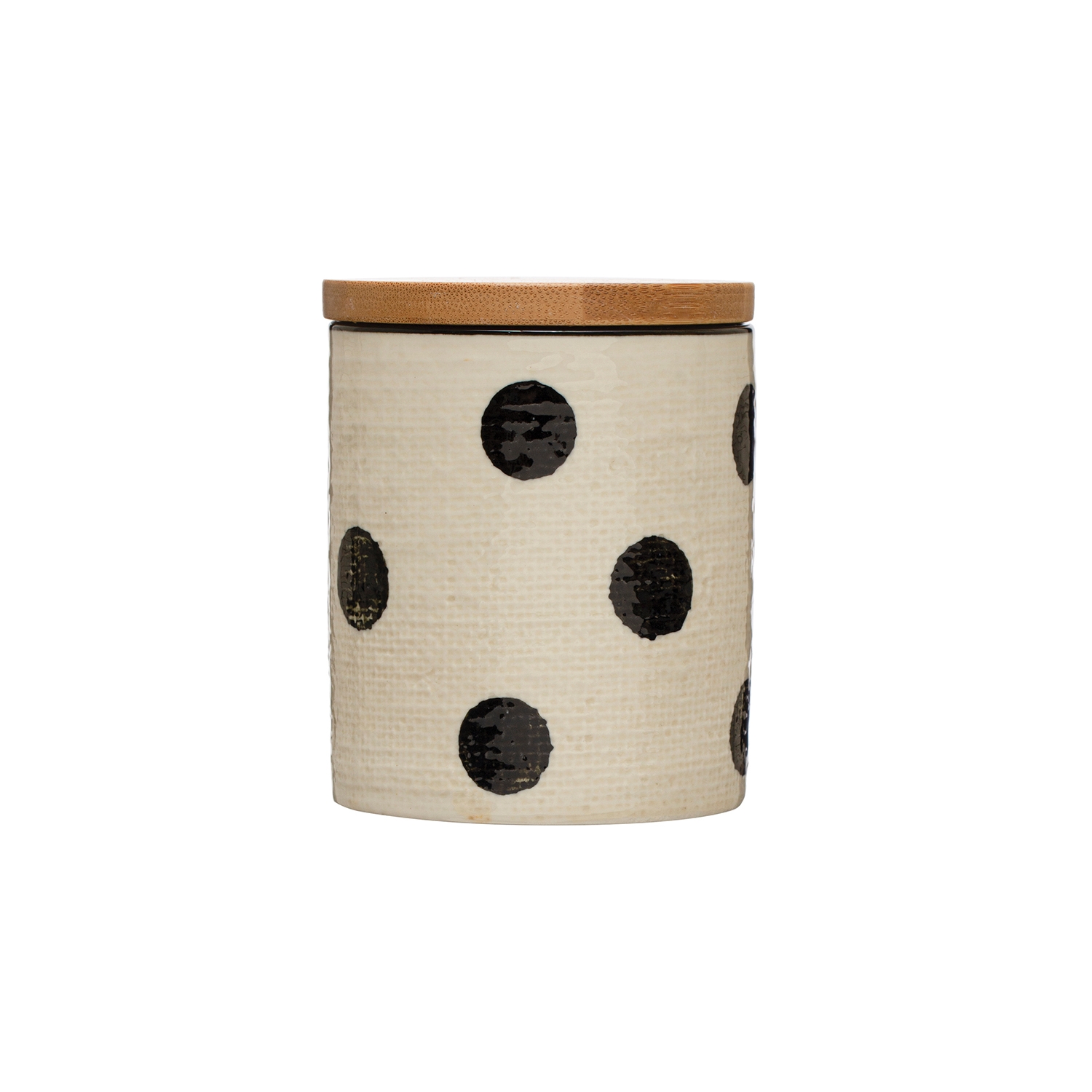 Hand-made Spotted Jar With Wooden Lid