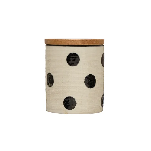 Warm Design	 - Hand-made Spotted Jar With Wooden Lid
