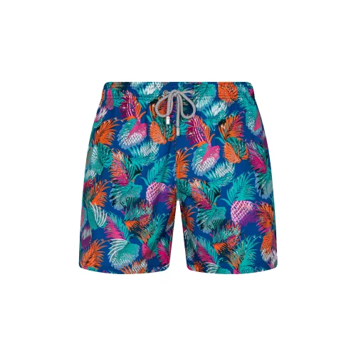 Shikoo Swimwear - Colorful Palm Leaf Patterned Lace-up Short Swimsuit