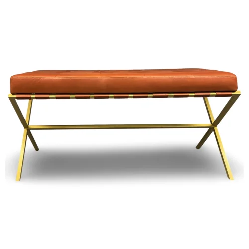 Sohomanje - Gold Metal Genuine Leather Bench