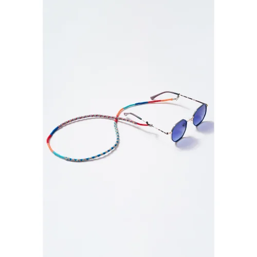 Hippi - Pomegranate Colored 70 Cm Handmade Braided Specially Designed Unisex Glasses Lanyard