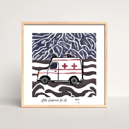 Muff Kids - Little Explorers' Ambulance No:1 Art Print Kids Poster
