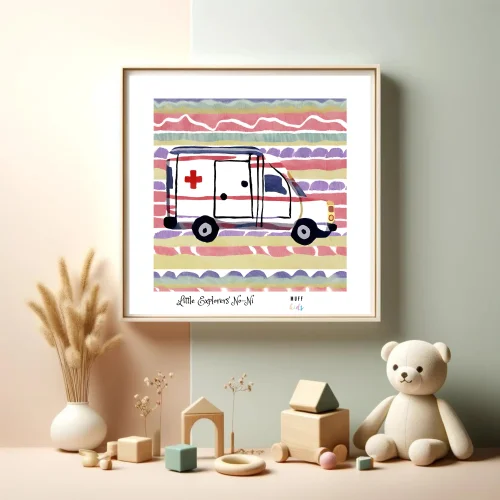 Muff Kids - Little Explorers' Ambulance No:2 Art Print Kids Poster