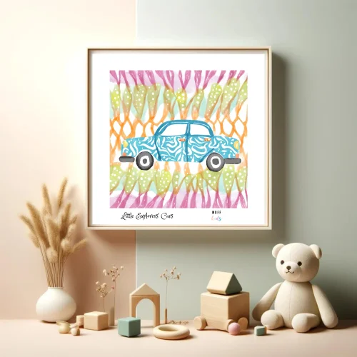Muff Kids - Little Explorers' Car No:1 Art Print Kids Poster