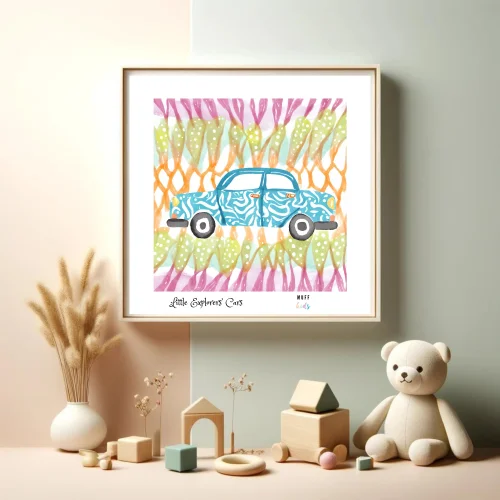 Muff Kids - Little Explorers' Car No:4 Art Print Kids Poster