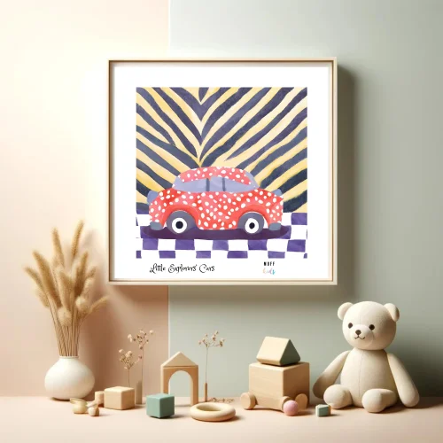 Muff Kids - Little Explorers' Car No:5 Art Print Kids Poster